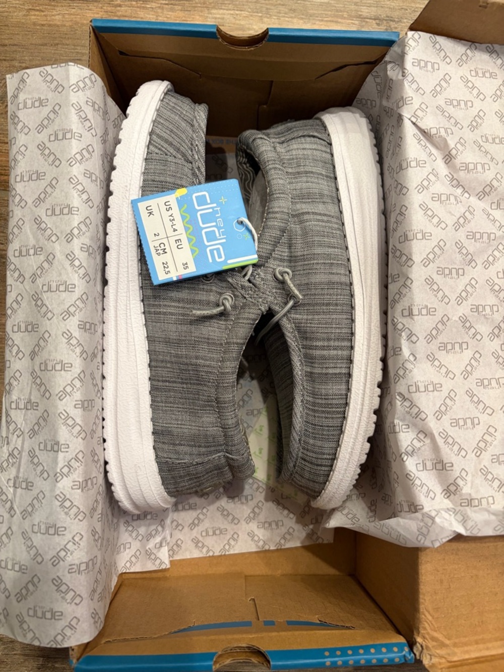 Hey Dude Wally Youth Linen Stone Slip-On Sneakers